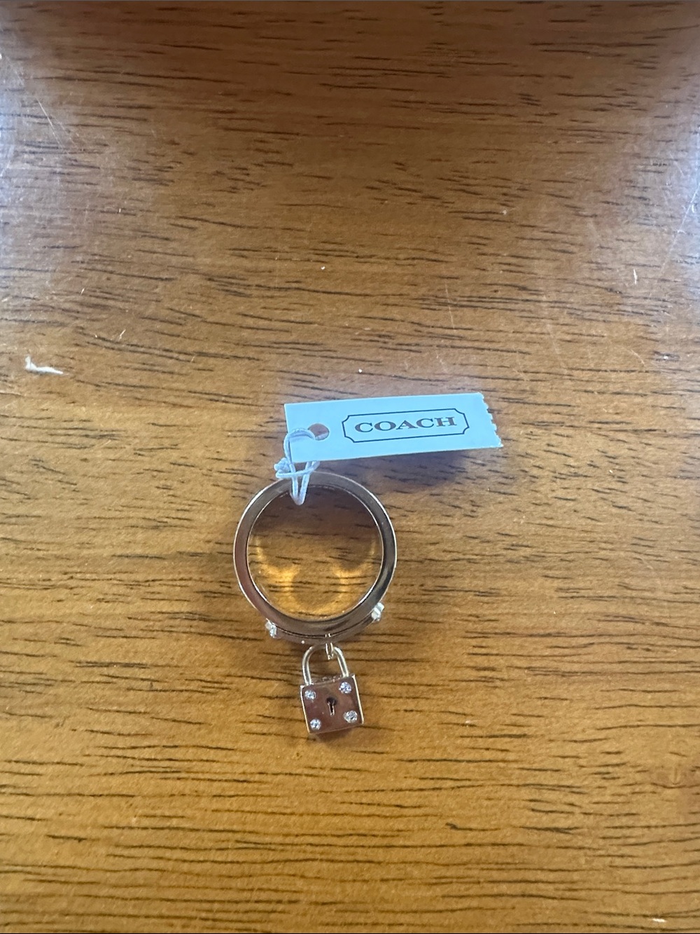 Coach Gold Tone Padlock Charm Ring